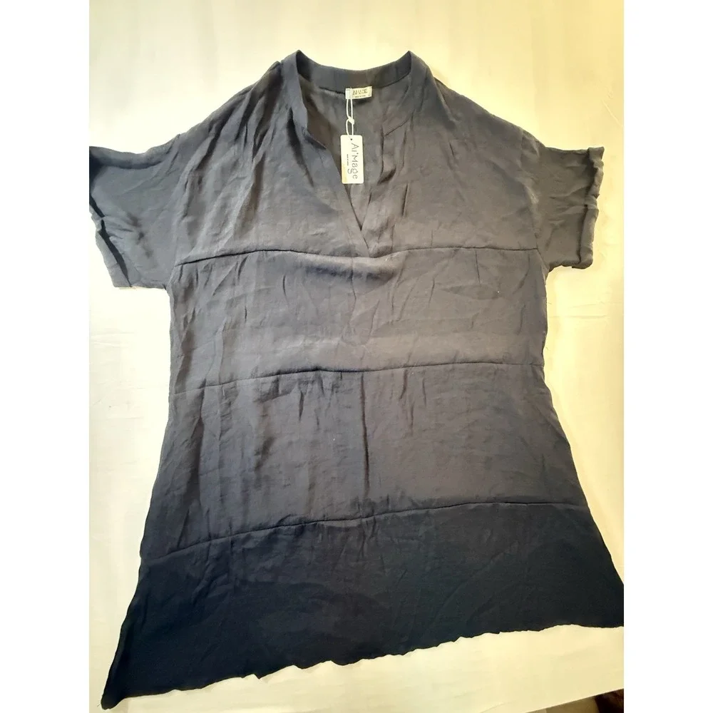 Women's A'Image Black Short Sleeve Dress/Cover Up With Pockets Size Size XXL - Picture 2 of 11